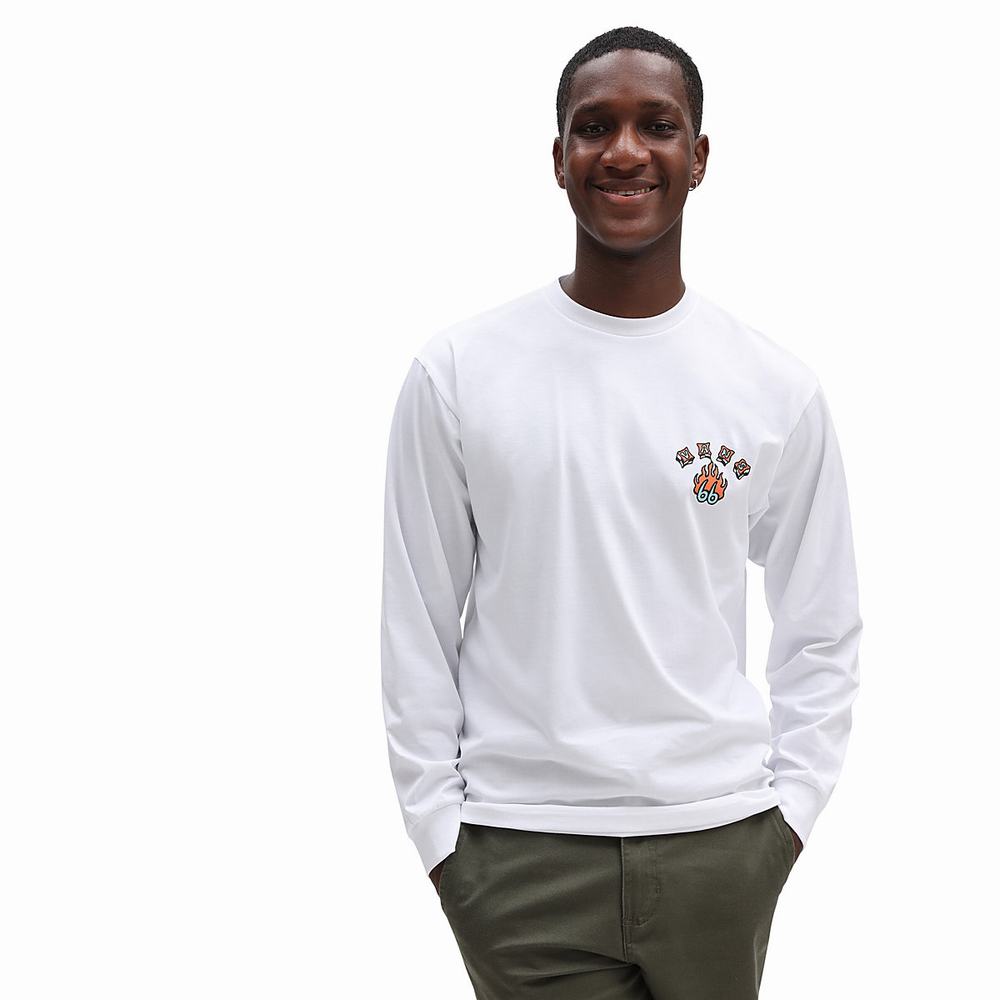 Men's Vans Shattered Balacne Long Sleeve T Shirts White | USA80732