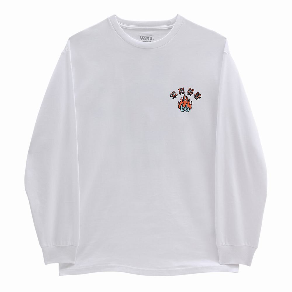 Men's Vans Shattered Balacne Long Sleeve T Shirts White | USA80732