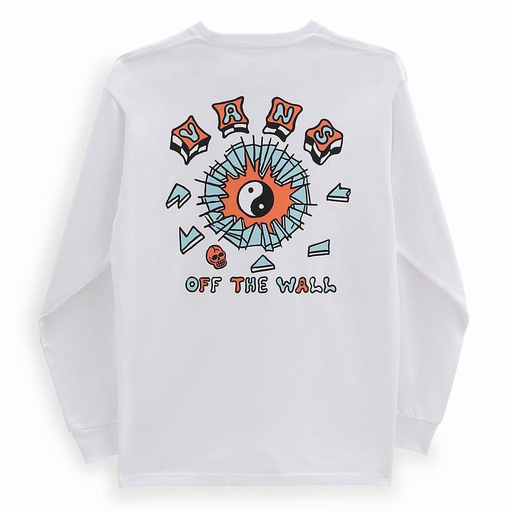 Men's Vans Shattered Balacne Long Sleeve T Shirts White | USA80732