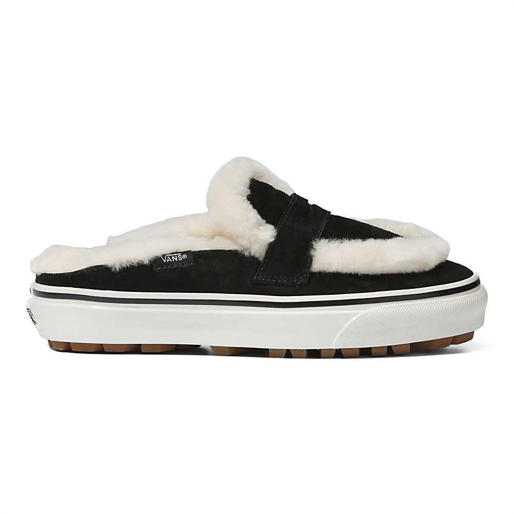 Men's Vans Shearling Style 53 Cozy Mule DX Slip On Shoes Black | USA25167