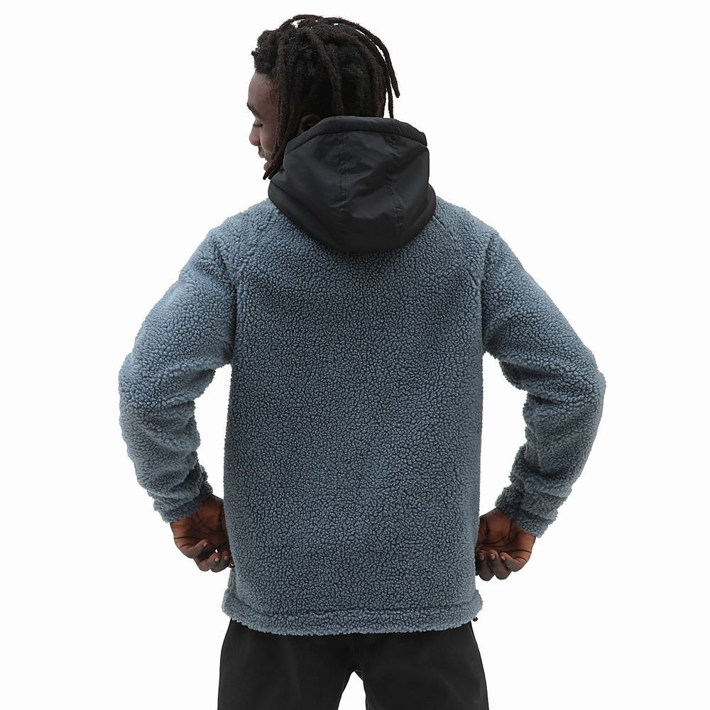 Men's Vans Sherpa Hoodie Blue / Black | USA87064