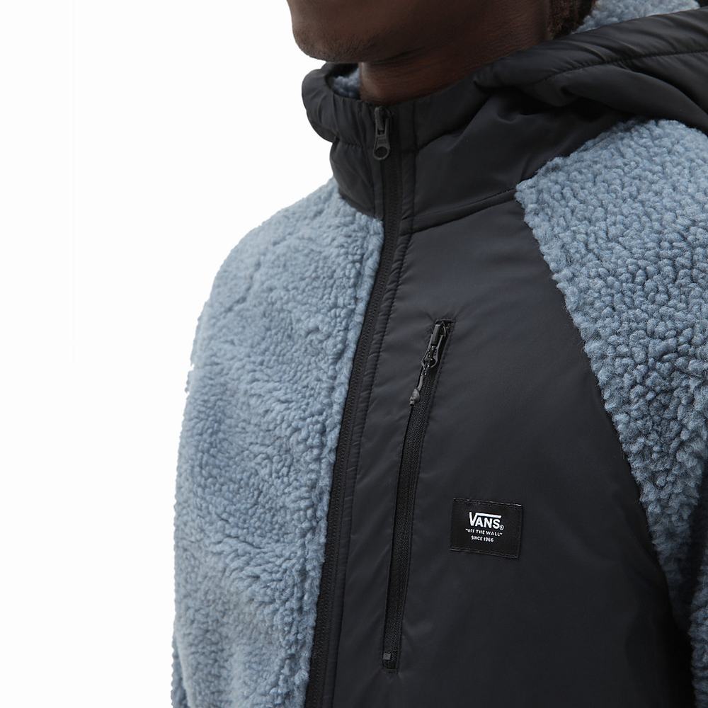 Men's Vans Sherpa Hoodie Blue / Black | USA87064