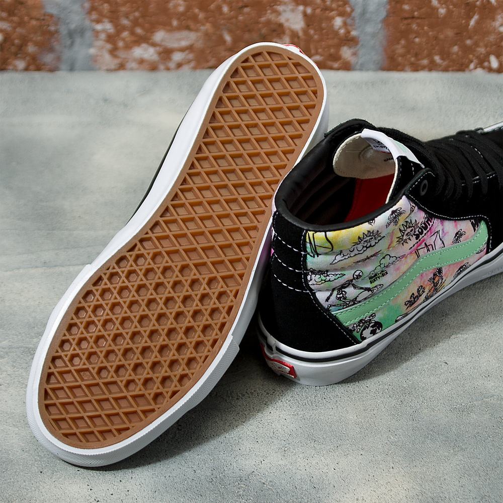 Men's Vans Shroom Doom Skate SK8-Hi Sneakers Black / Multicolor | USA96143