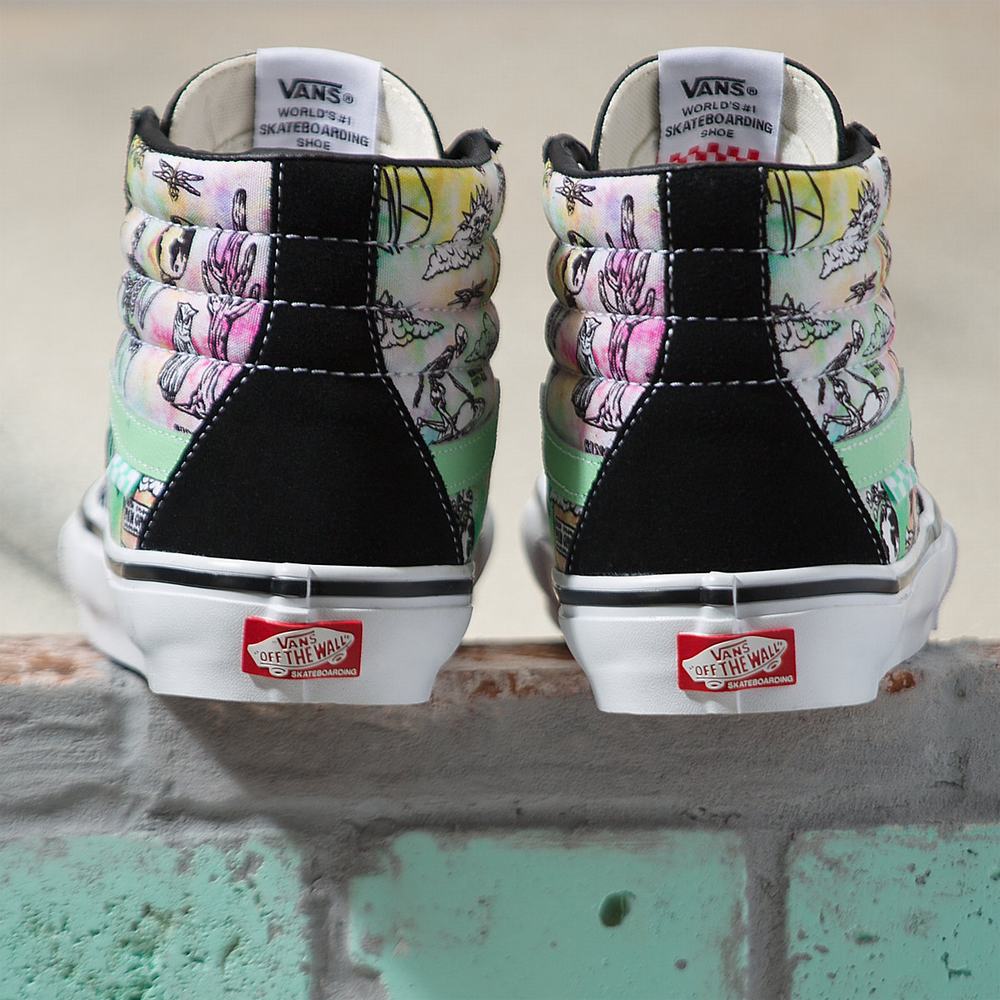 Men's Vans Shroom Doom Skate SK8-Hi Sneakers Black / Multicolor | USA96143