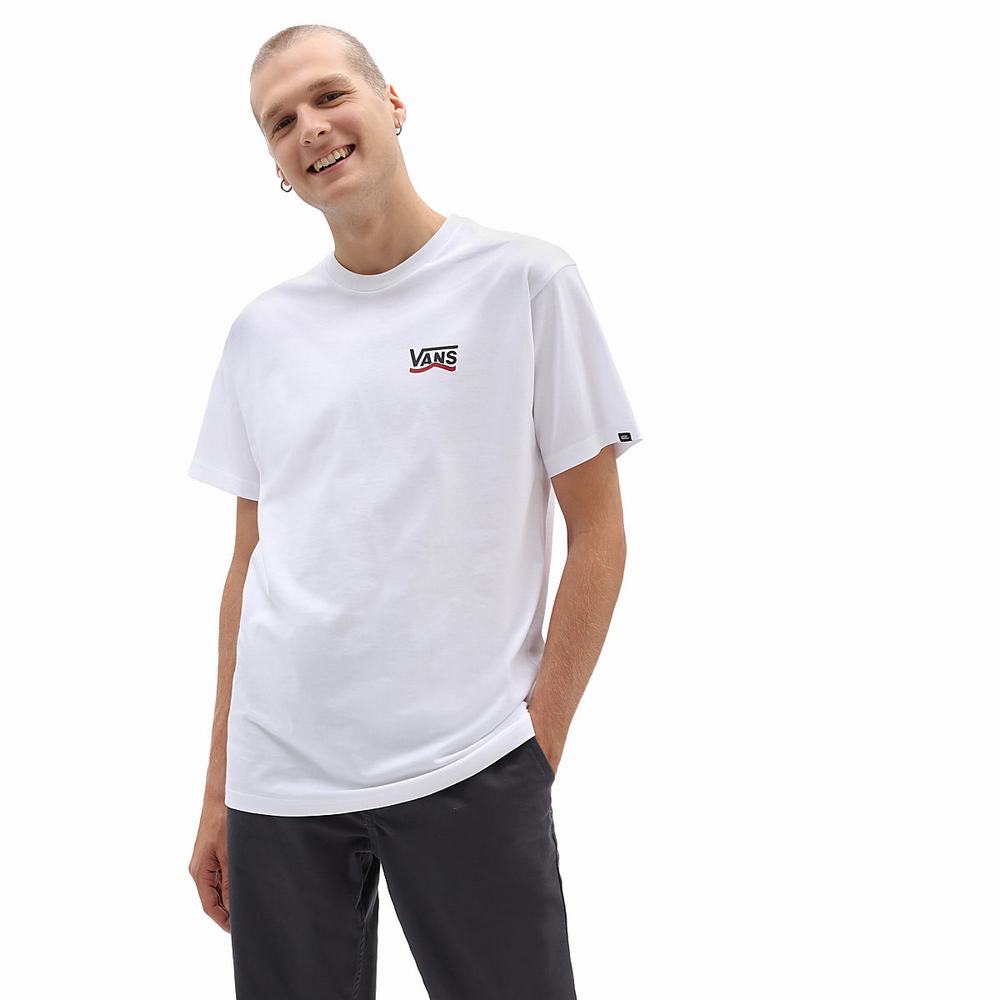 Men's Vans Sideshield T Shirts White | USA21467