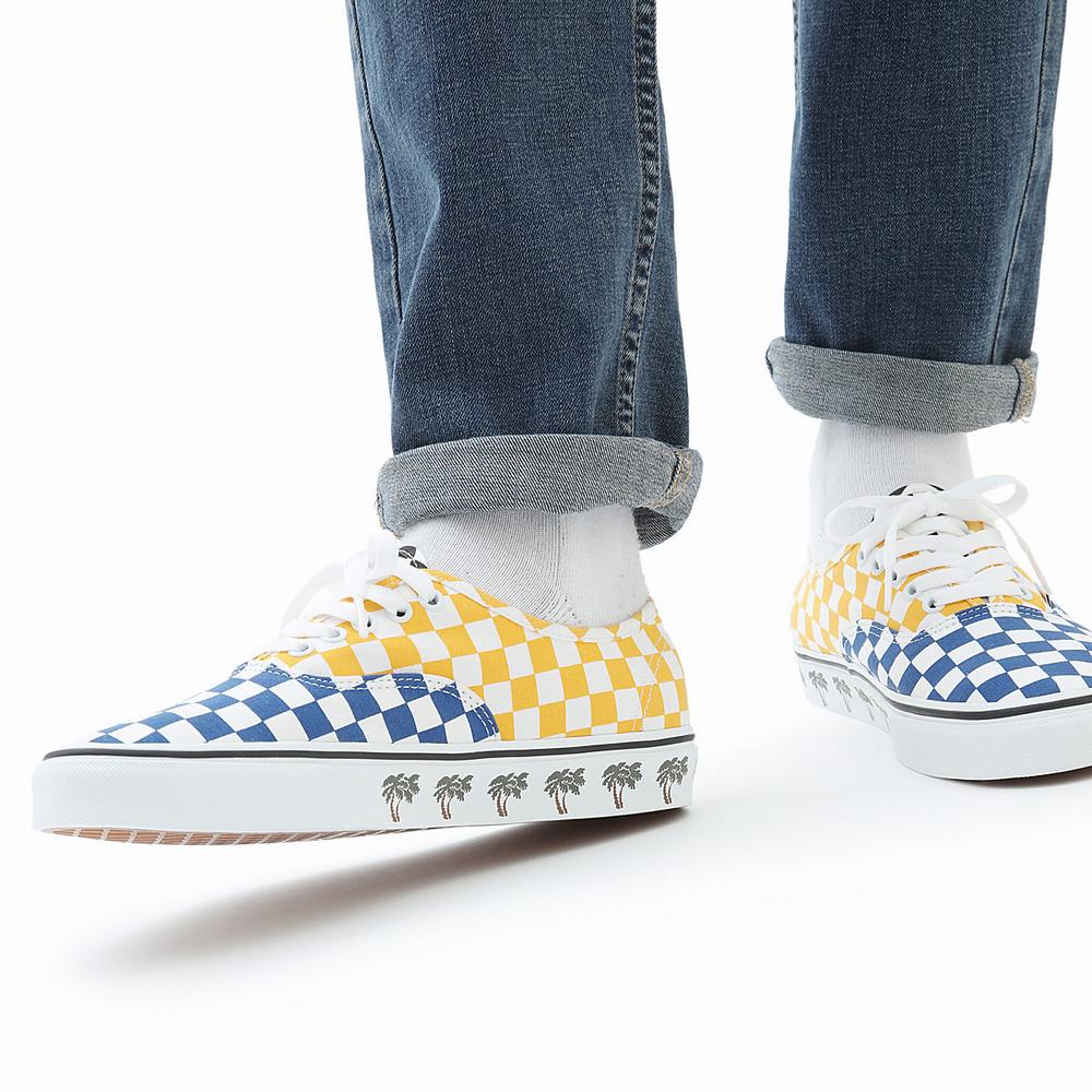 Men's Vans Sidewall Authentic Sneakers Blue / Yellow | USA27691