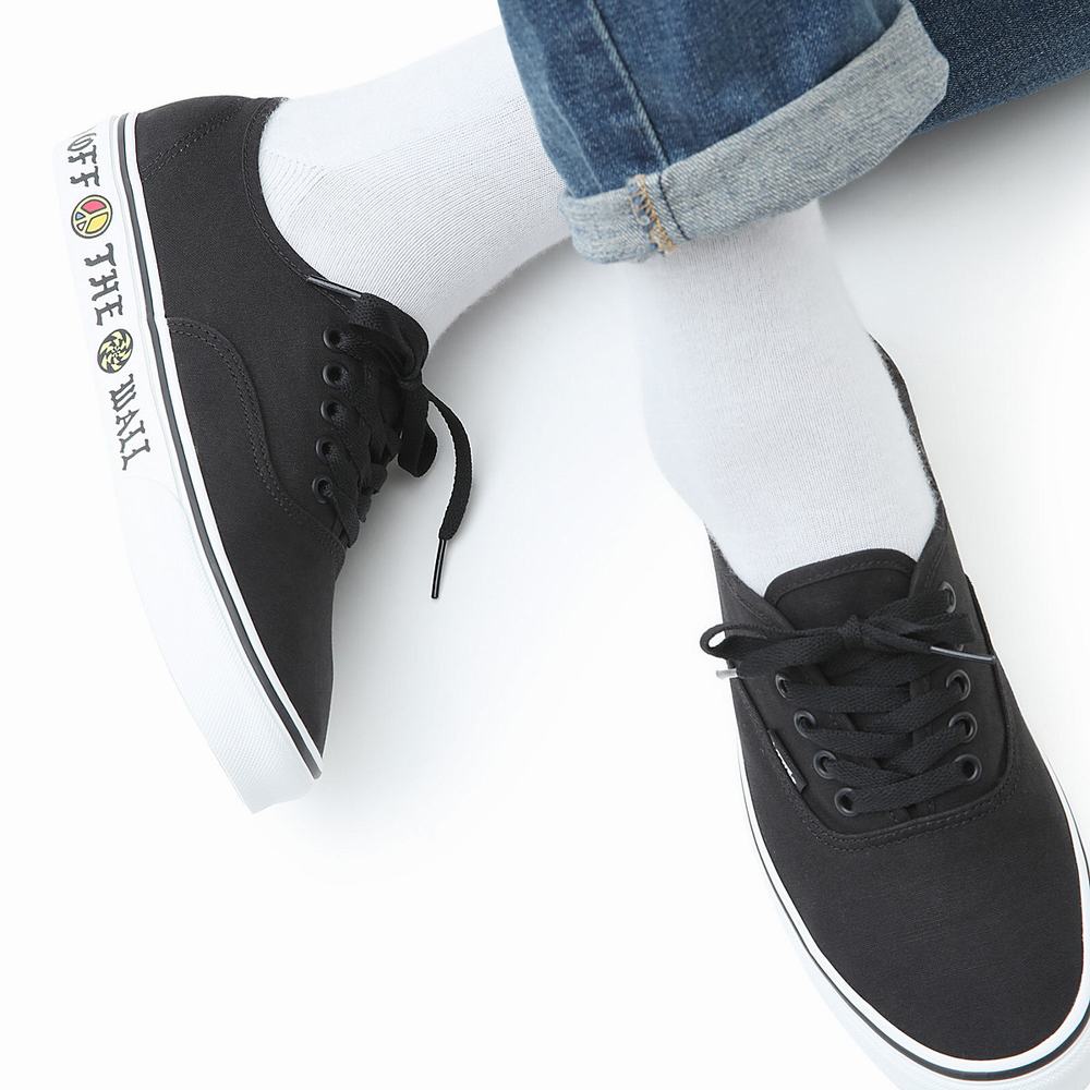 Men's Vans Sidewall Authentic Sneakers Black | USA92673