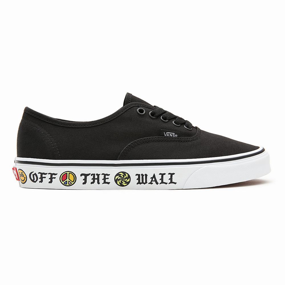 Men's Vans Sidewall Authentic Sneakers Black | USA92673