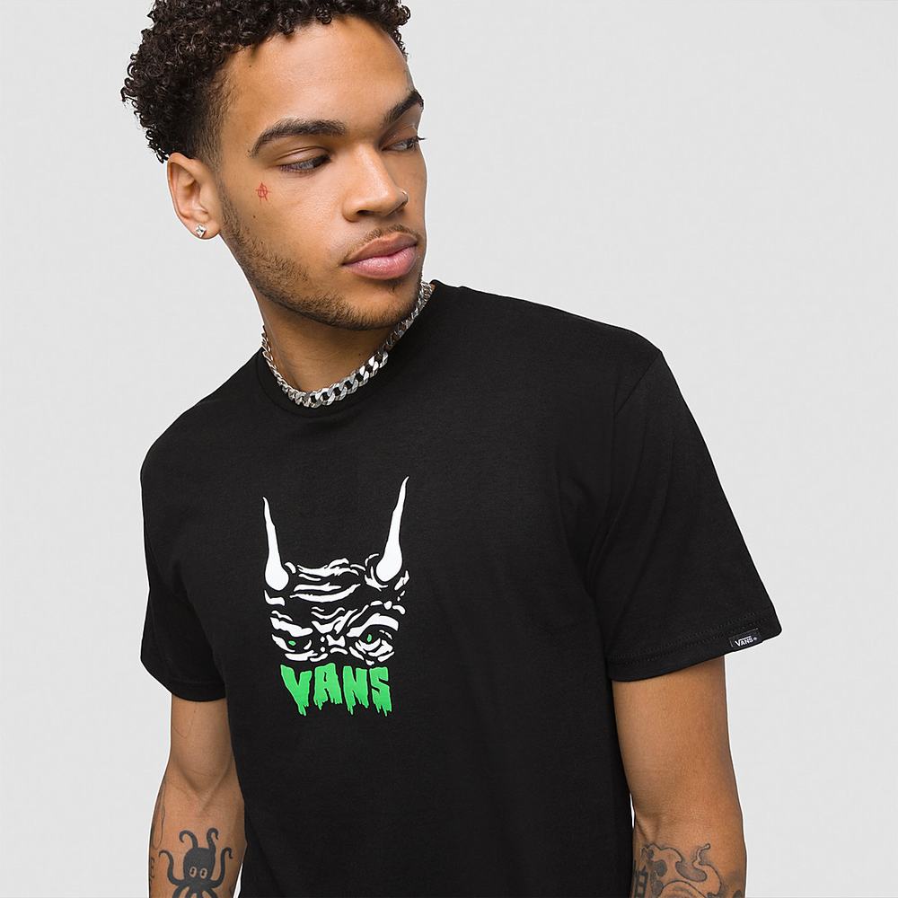 Men's Vans Silent Curse T Shirts Black | USA04329