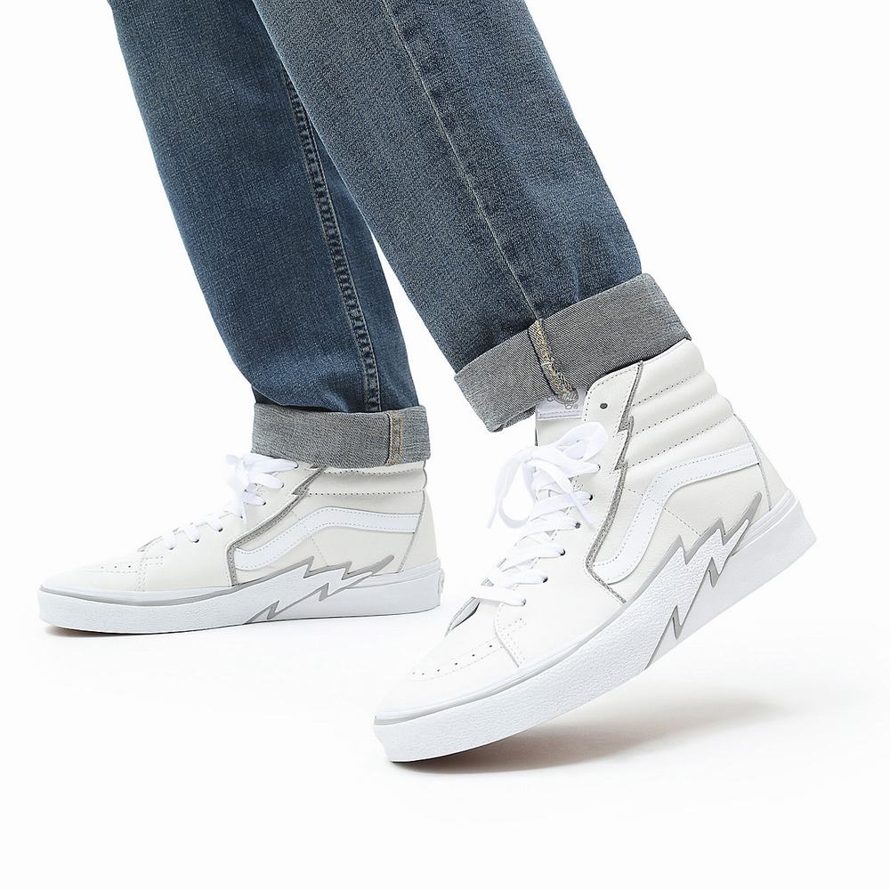 Men's Vans Sk8-Hi Bolt Sneakers White | USA61945