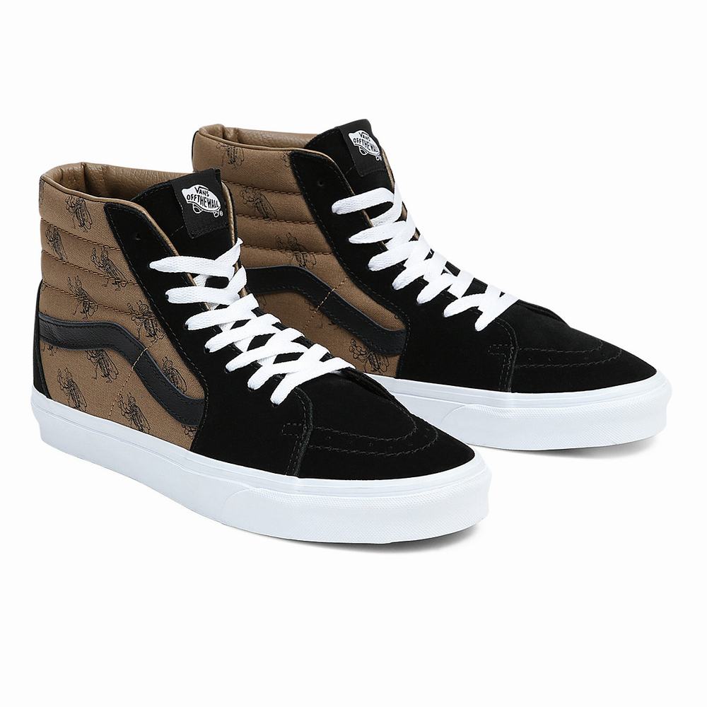 Men\'s Vans Sk8-Hi Sneakers Black / Brown | USA31258