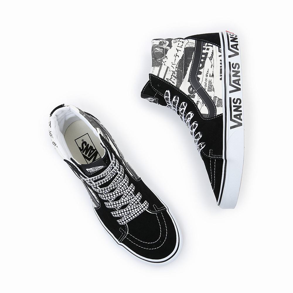 Men's Vans Sk8-Hi Sneakers Black / White | USA43970