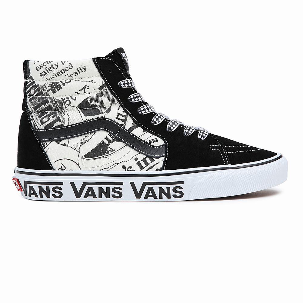 Men's Vans Sk8-Hi Sneakers Black / White | USA43970