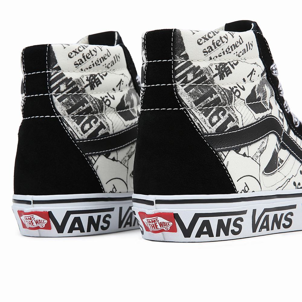 Men's Vans Sk8-Hi Sneakers Black / White | USA43970