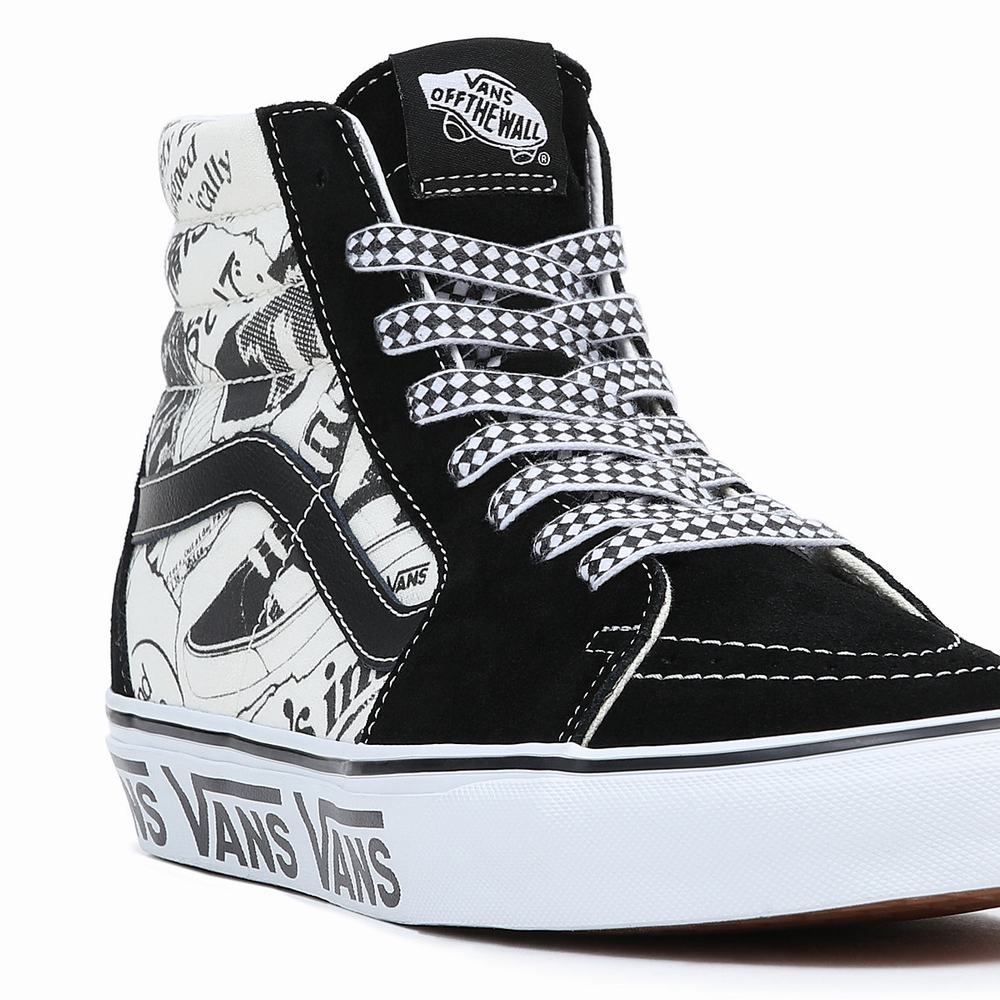 Men's Vans Sk8-Hi Sneakers Black / White | USA43970