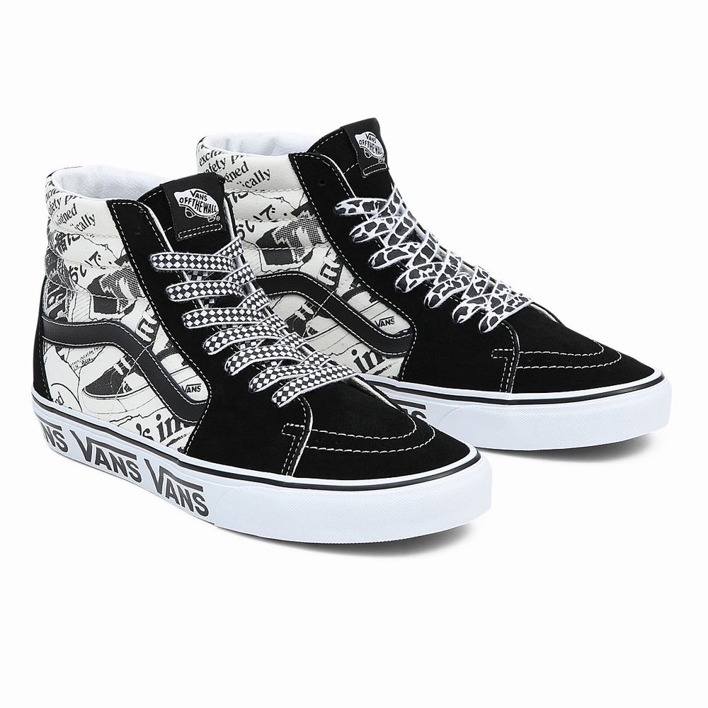 Men\'s Vans Sk8-Hi Sneakers Black / White | USA43970