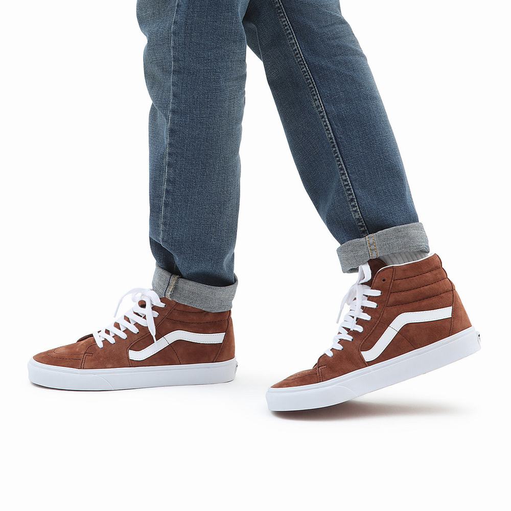 Men's Vans Sk8-Hi Sneakers Brown | USA64539