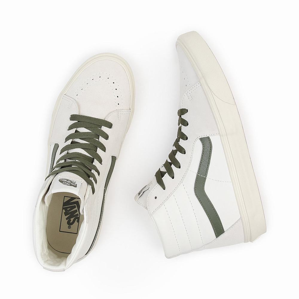 Men's Vans Sk8-Hi Sneakers Green / White | USA94052