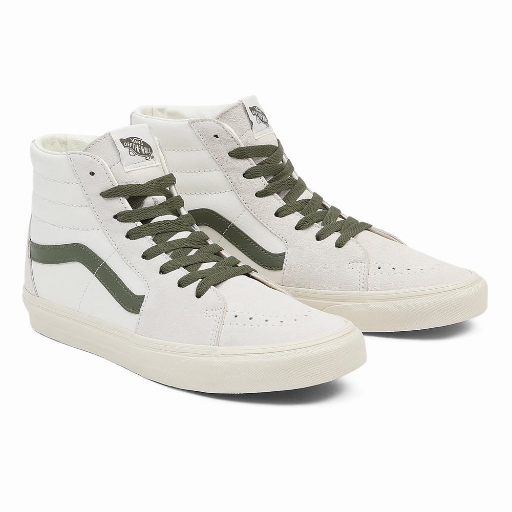 Men\'s Vans Sk8-Hi Sneakers Green / White | USA94052