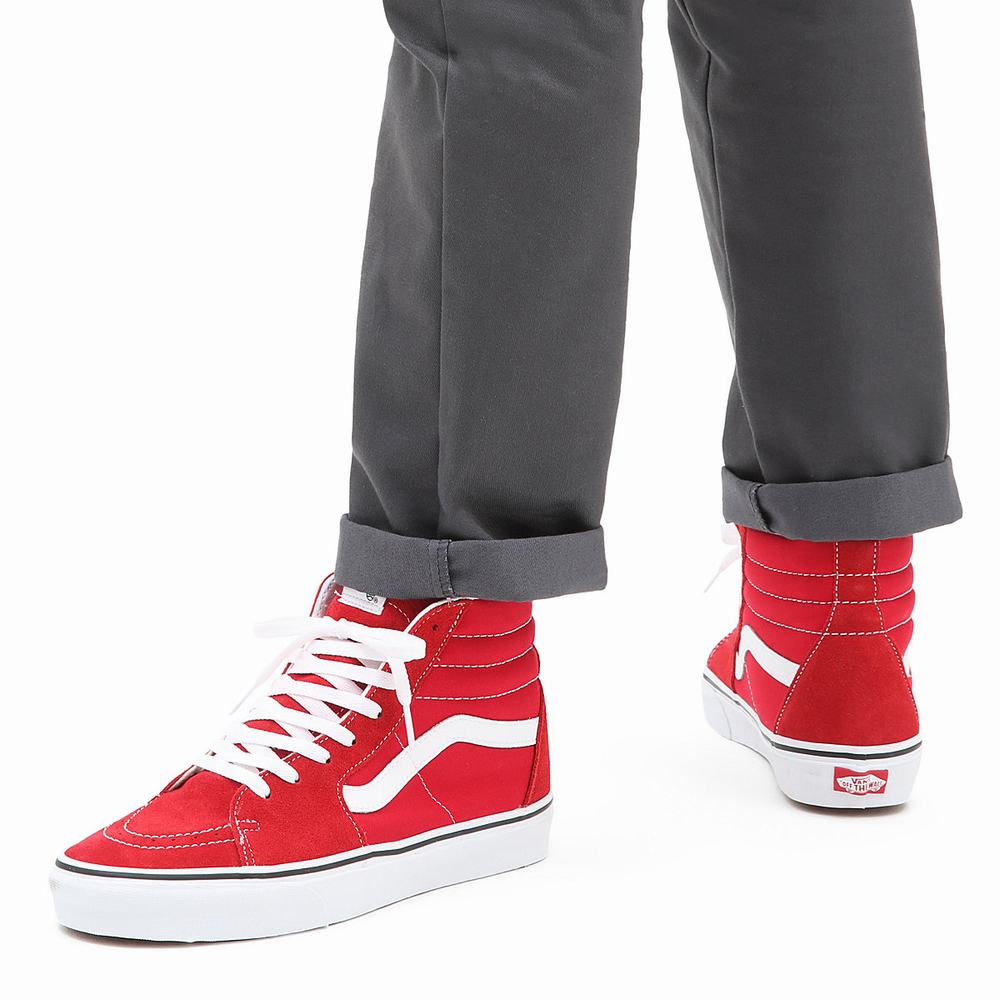 Men's Vans Sk8-Hi Sneakers Red | USA25836