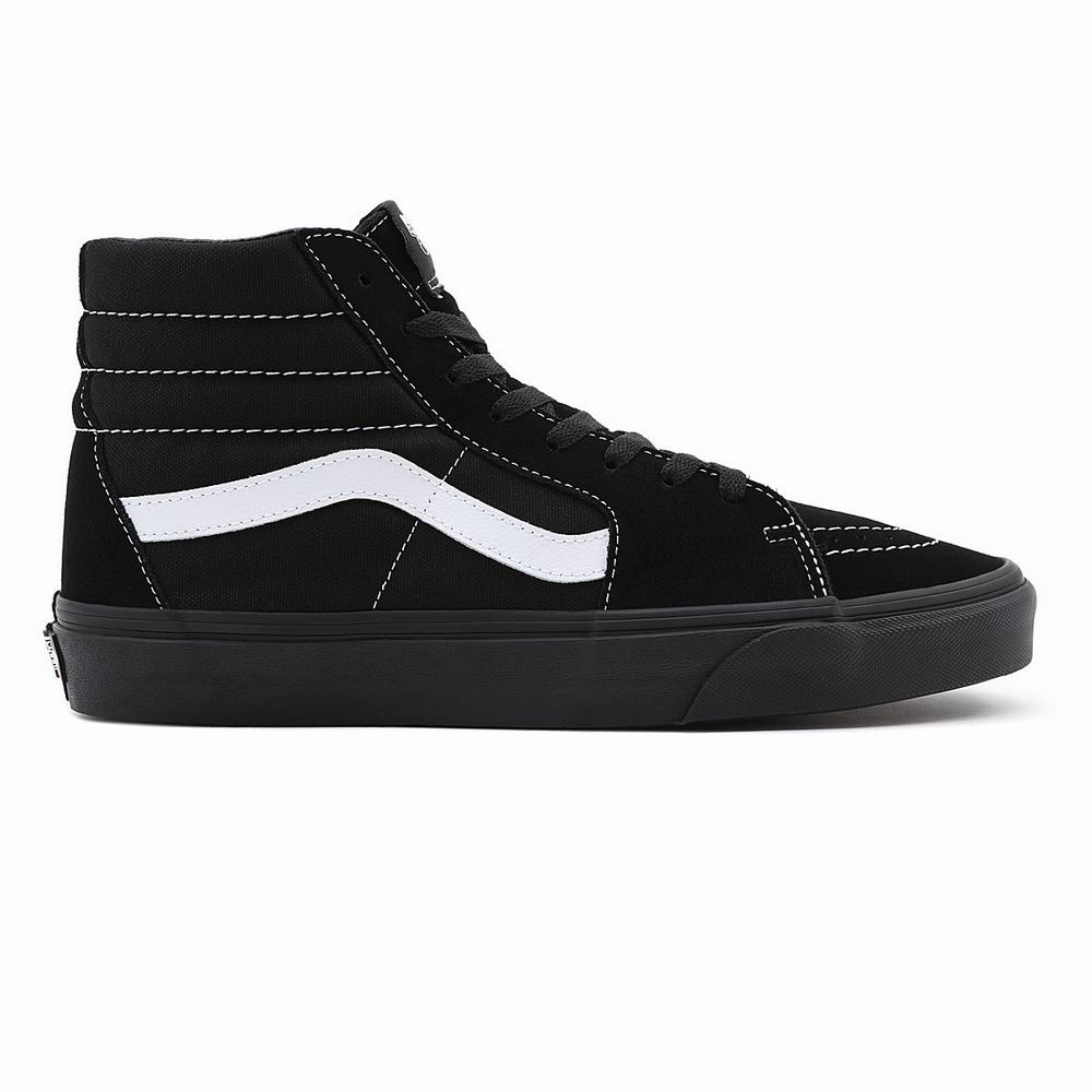 Men's Vans Sk8-Hi Suede/Canvas High Top Shoes Black | USA54271