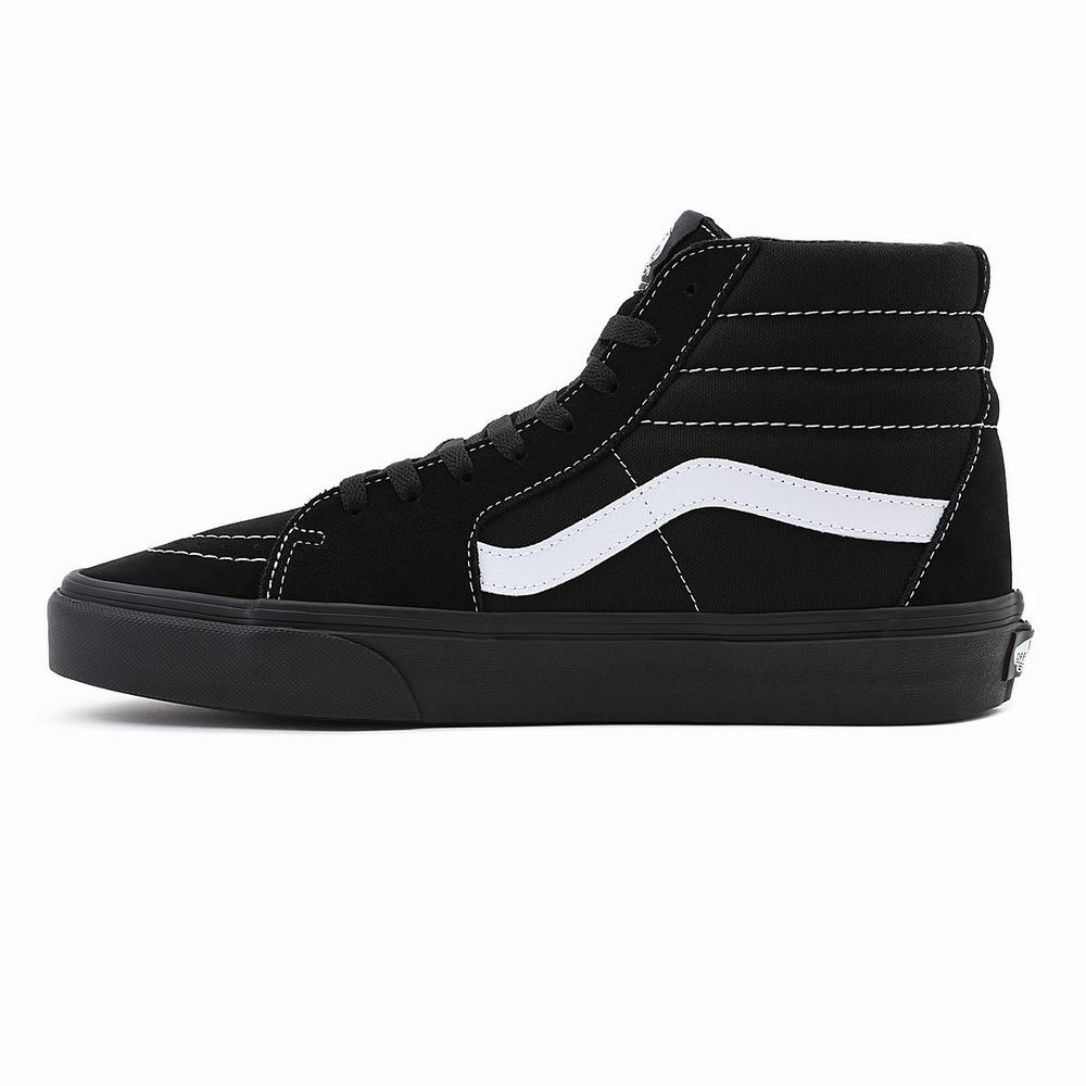 Men's Vans Sk8-Hi Suede/Canvas High Top Shoes Black | USA54271