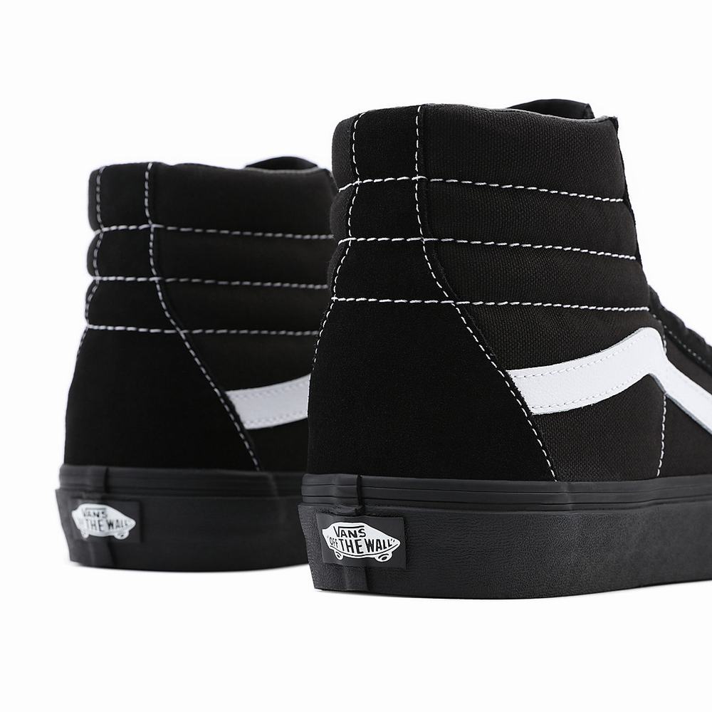 Men's Vans Sk8-Hi Suede/Canvas High Top Shoes Black | USA54271