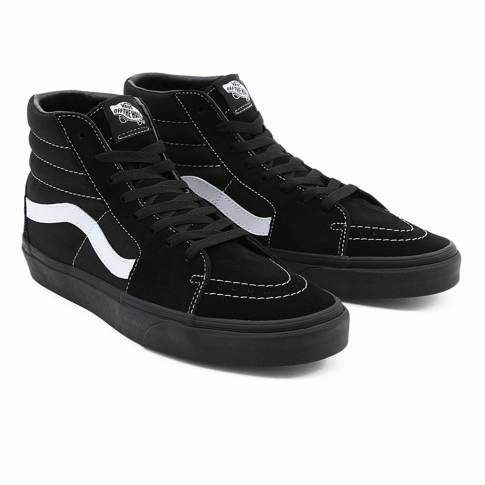 Men\'s Vans Sk8-Hi Suede/Canvas High Top Shoes Black | USA54271