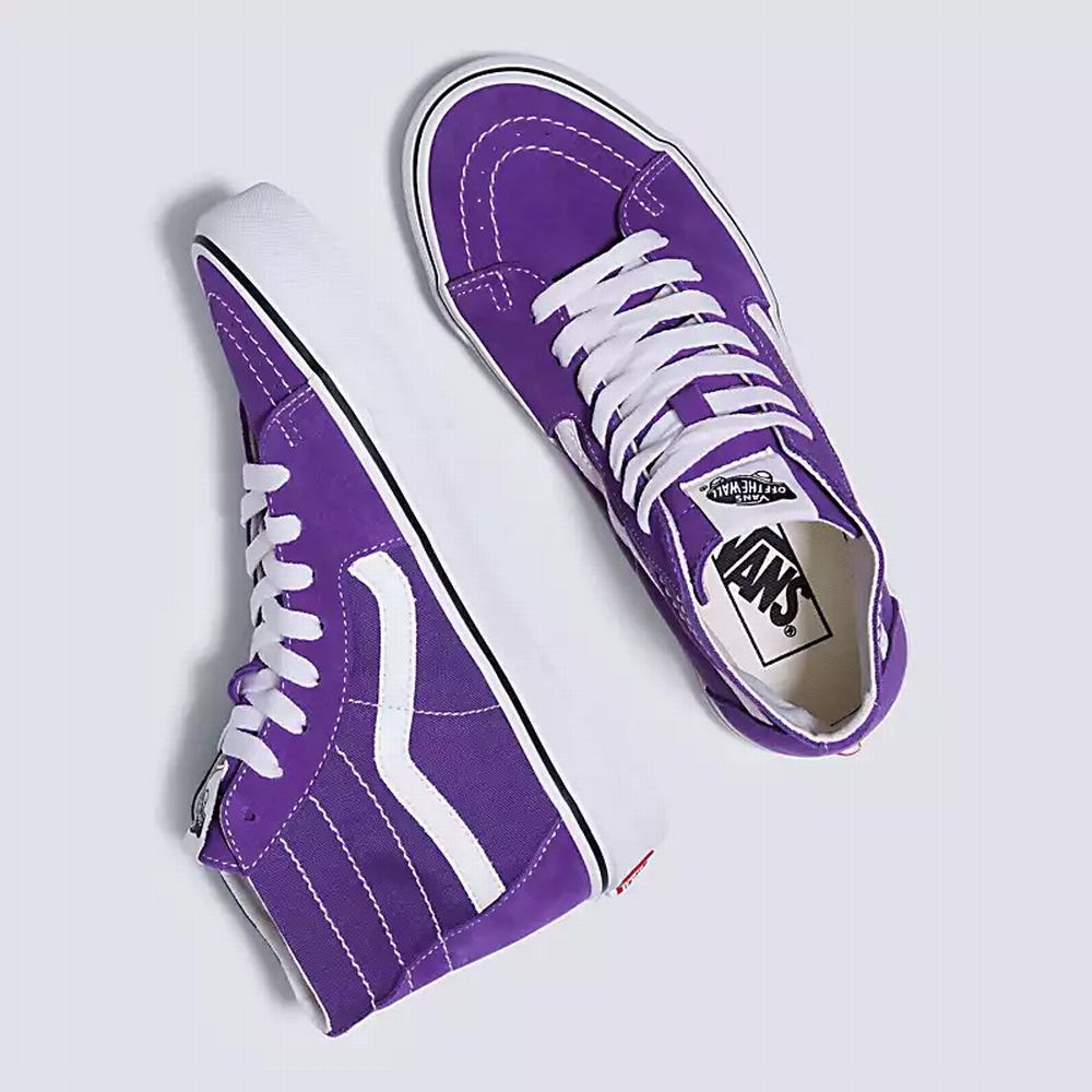 Men's Vans Sk8-Hi Tapered High Top Shoes Purple | USA62309