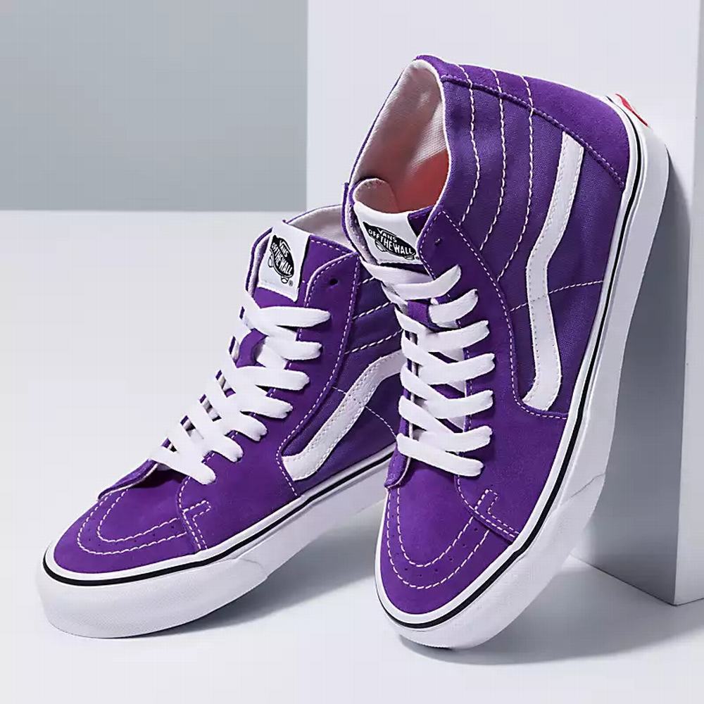 Men's Vans Sk8-Hi Tapered High Top Shoes Purple | USA62309