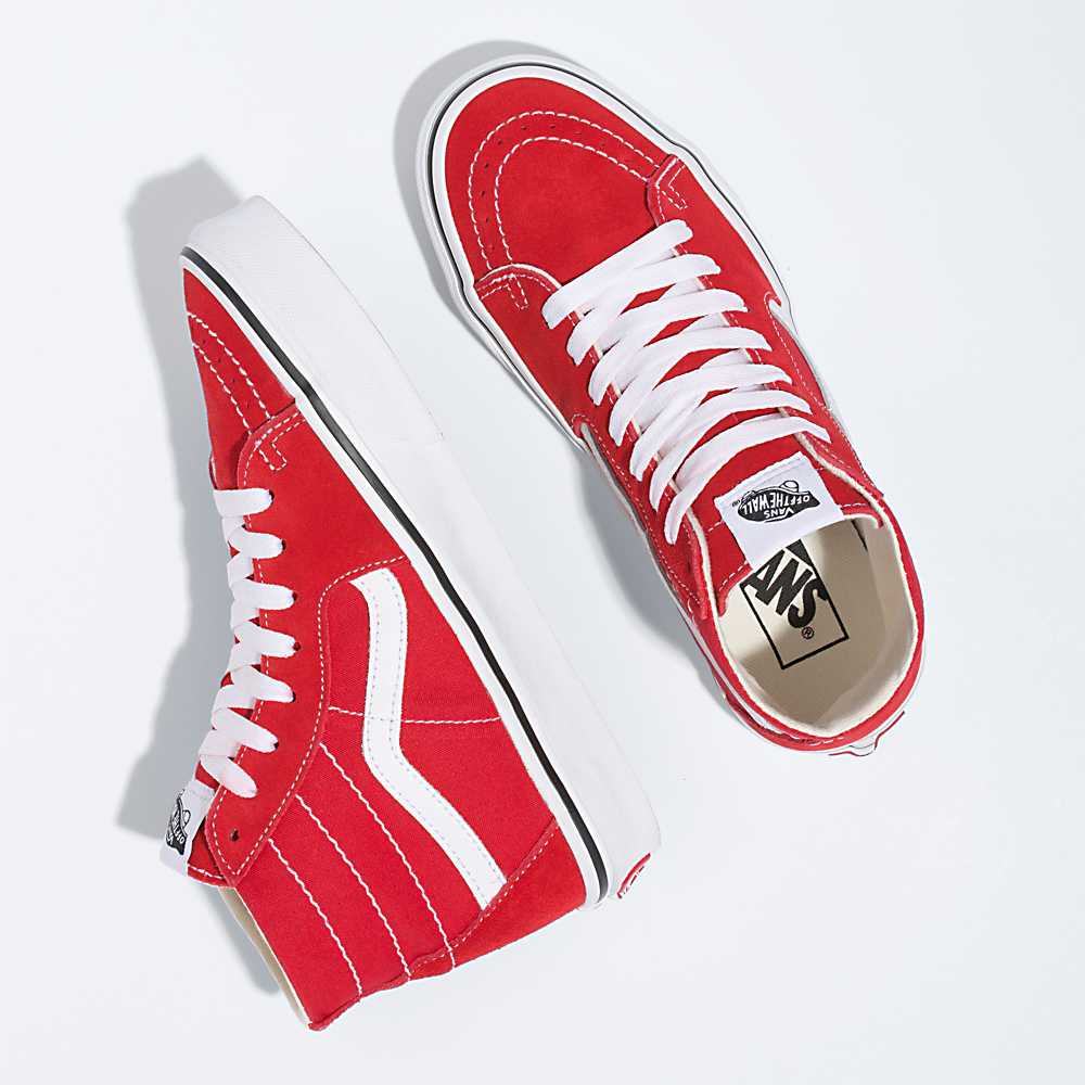 Men's Vans Sk8-Hi Tapered Sneakers Red / White | USA48037