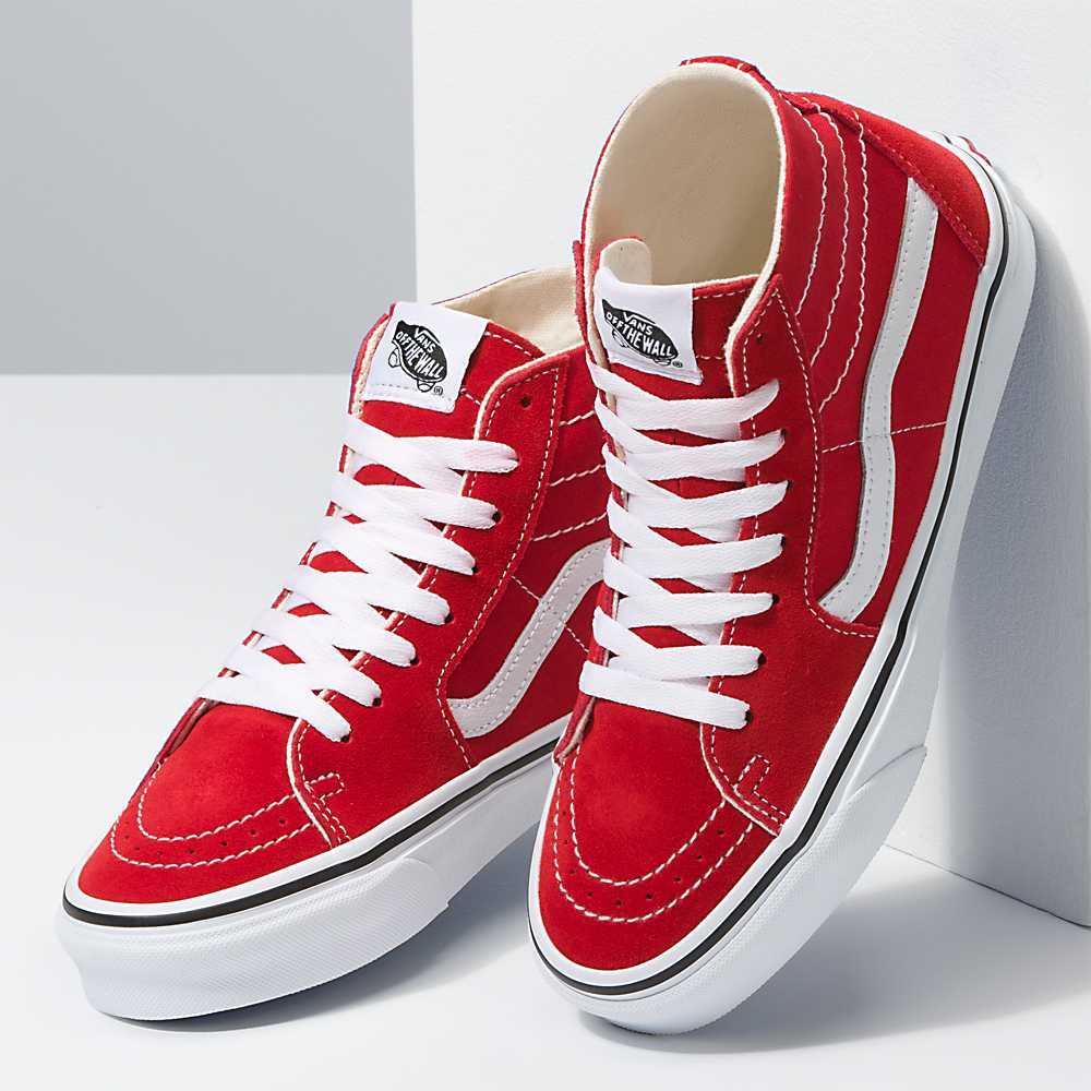 Men's Vans Sk8-Hi Tapered Sneakers Red / White | USA48037