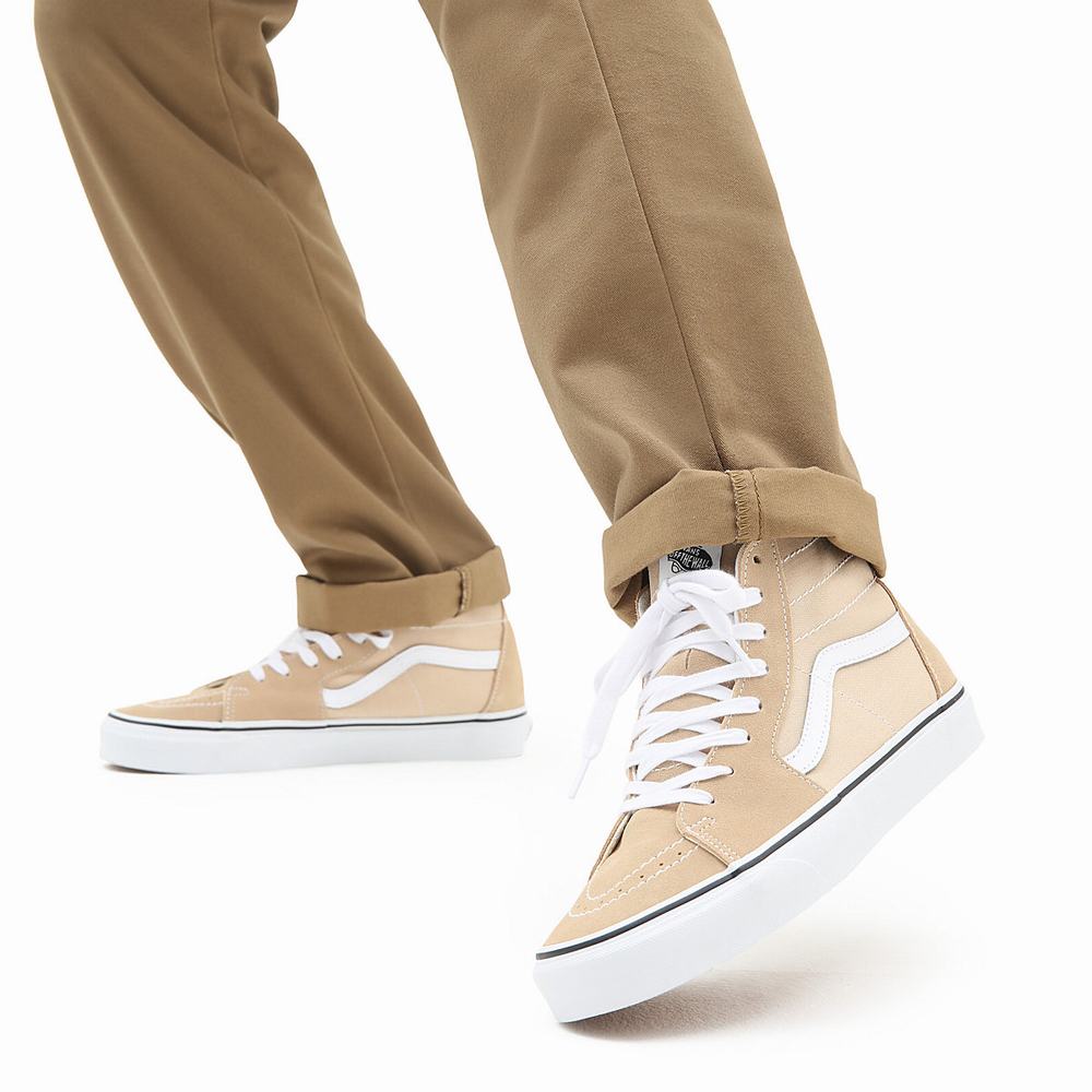 Men's Vans Sk8-Hi Tapered Sneakers White / Beige | USA48673