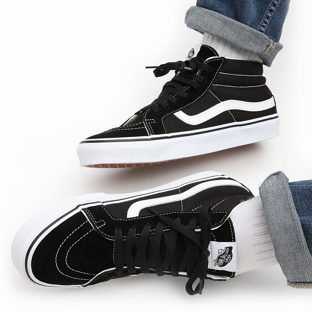 Men's Vans Sk8-Mid Reissue Sneakers Black | USA47306