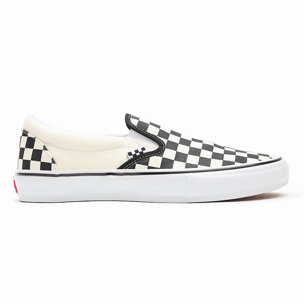 Men's Vans Skate Checkerboard Slip On Shoes White | USA92041