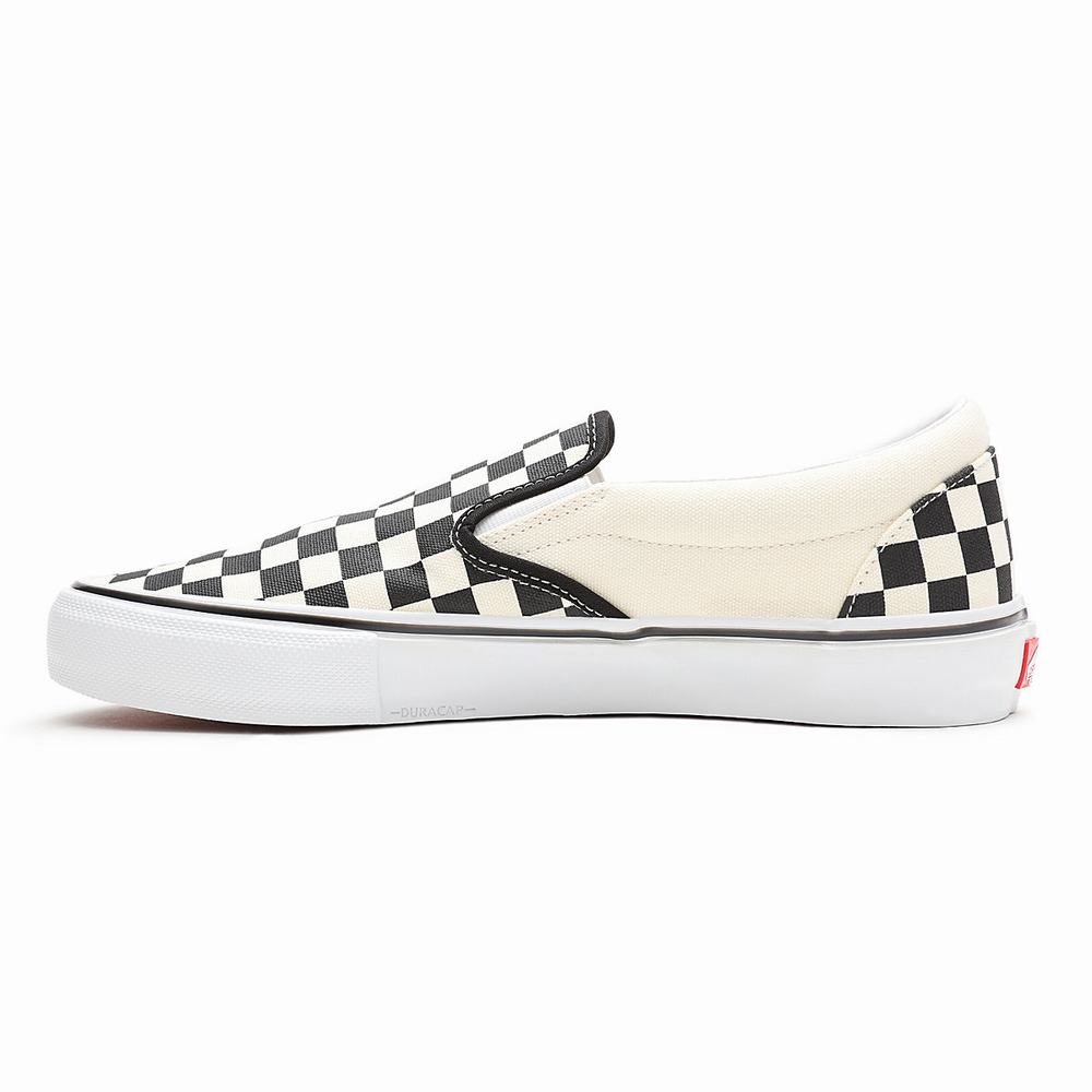 Men's Vans Skate Checkerboard Slip On Shoes White | USA92041