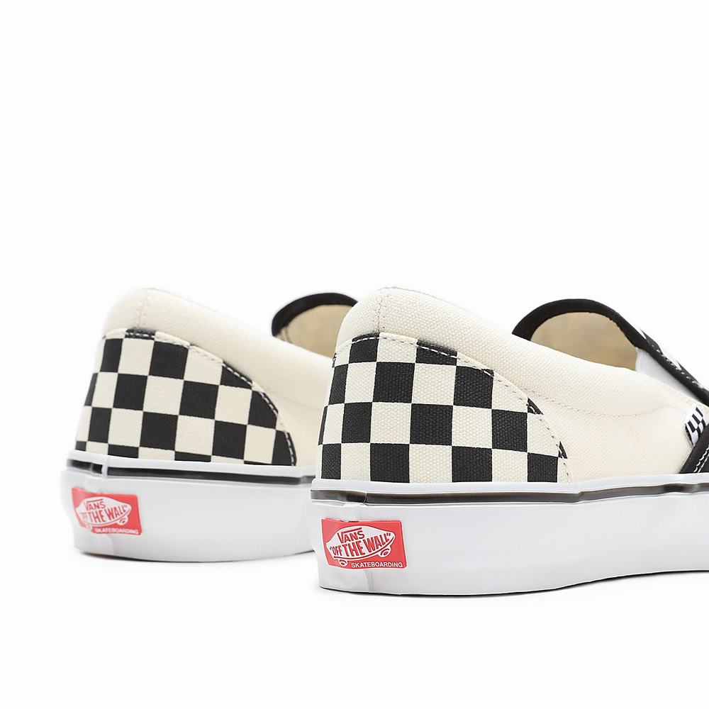 Men's Vans Skate Checkerboard Slip On Shoes White | USA92041