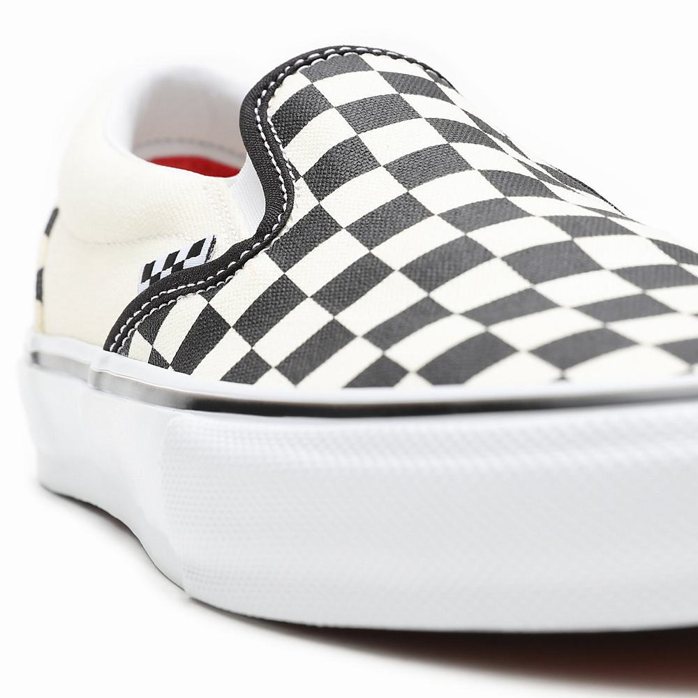 Men's Vans Skate Checkerboard Slip On Shoes White | USA92041