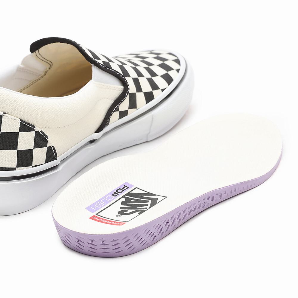 Men's Vans Skate Checkerboard Slip On Shoes White | USA92041