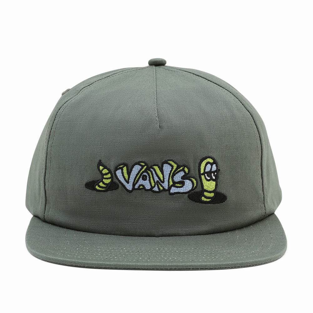 Men\'s Vans Skate Classics Shallow Unstructured Hats Green | USA92170