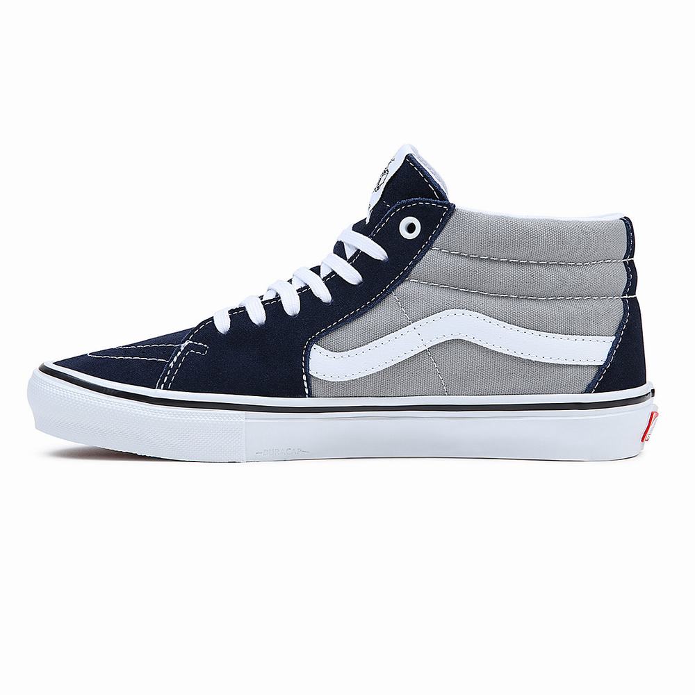 Men's Vans Skate Grosso Mid Sneakers Navy | USA26074