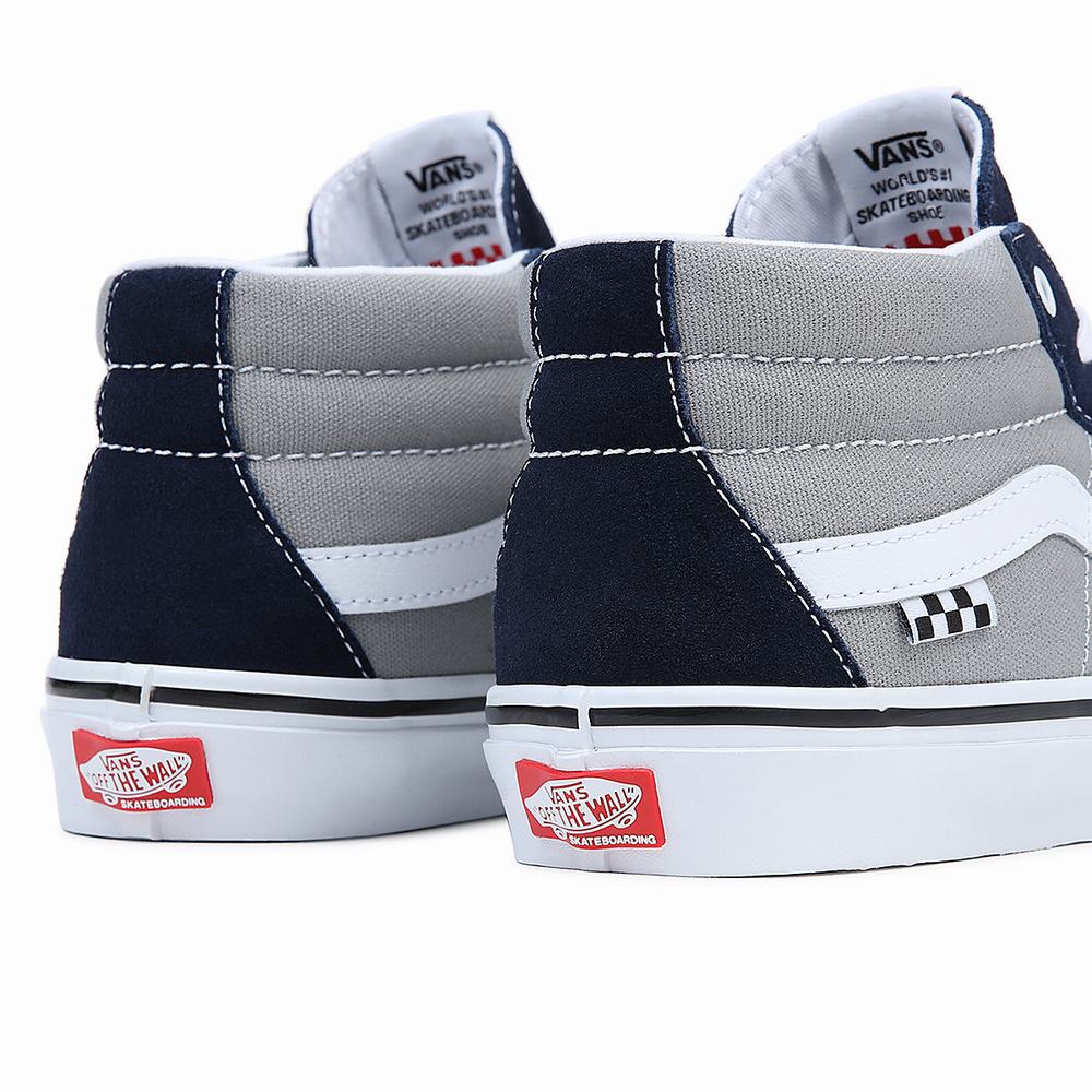 Men's Vans Skate Grosso Mid Sneakers Navy | USA26074