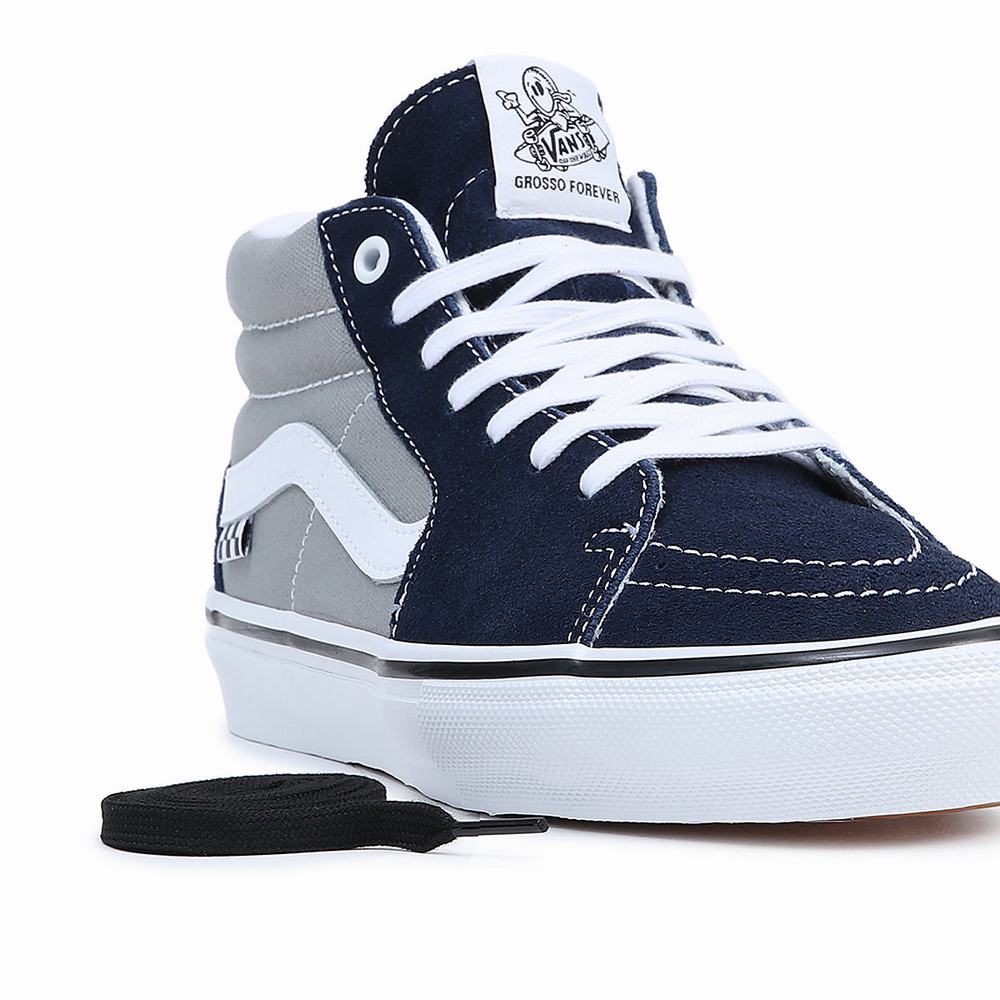 Men's Vans Skate Grosso Mid Sneakers Navy | USA26074