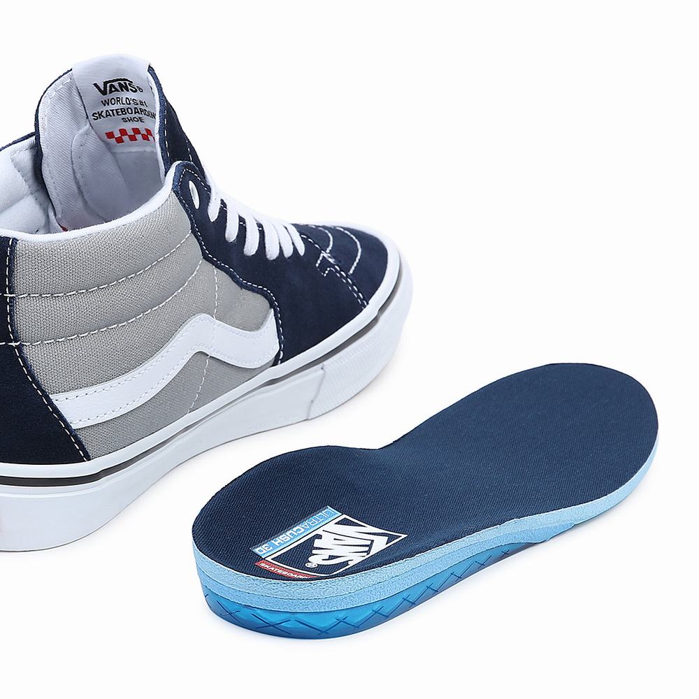 Men's Vans Skate Grosso Mid Sneakers Navy | USA26074