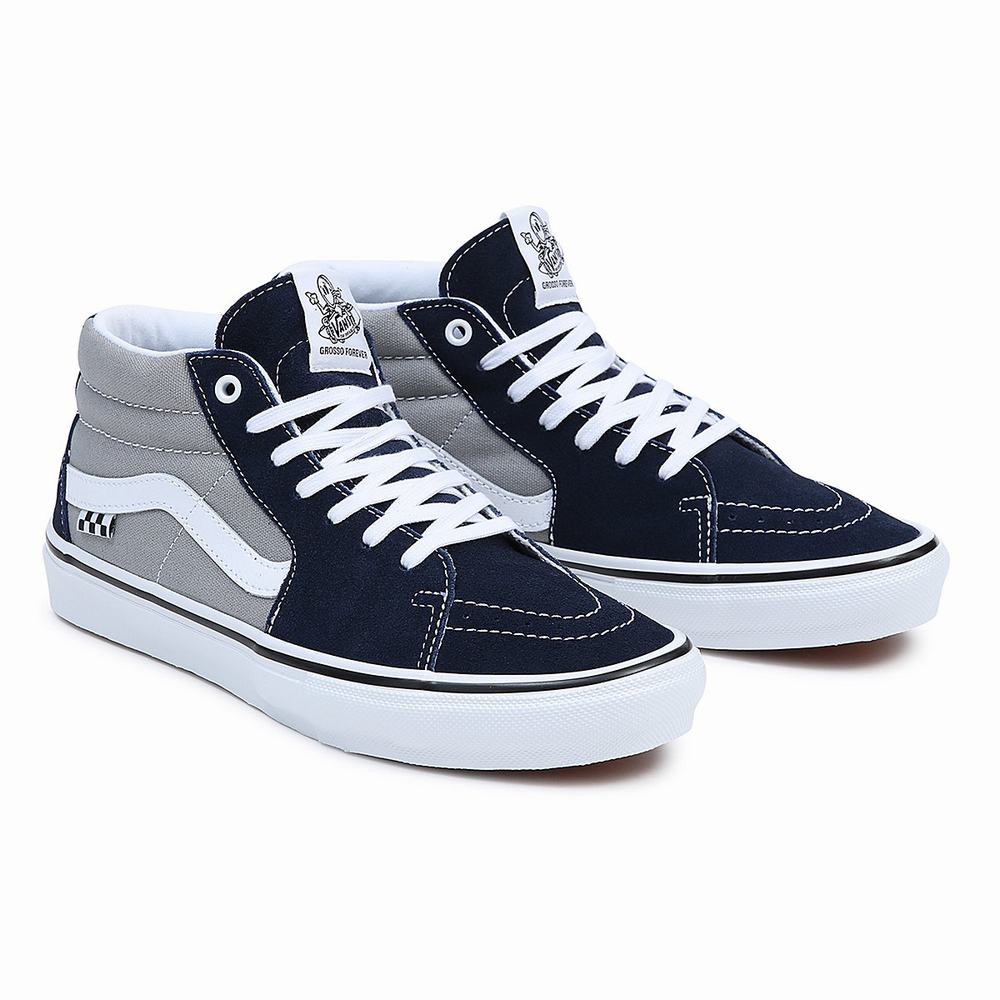 Men\'s Vans Skate Grosso Mid Sneakers Navy | USA26074