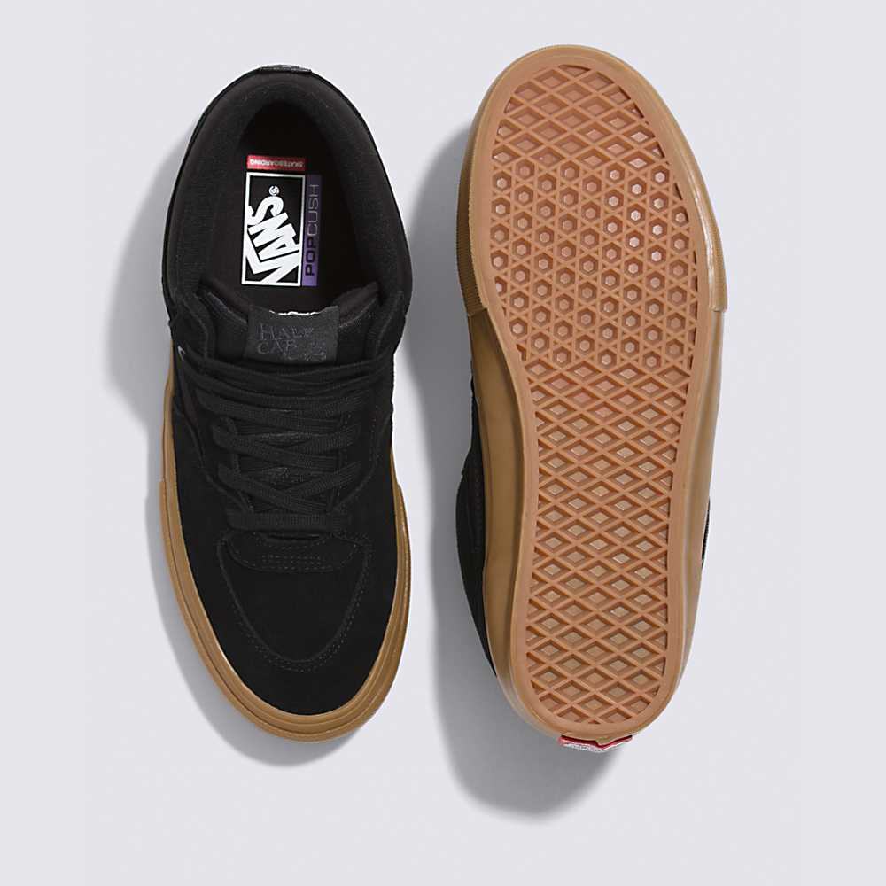 Men's Vans Skate Half Cab Skate Shoes Black | USA28957