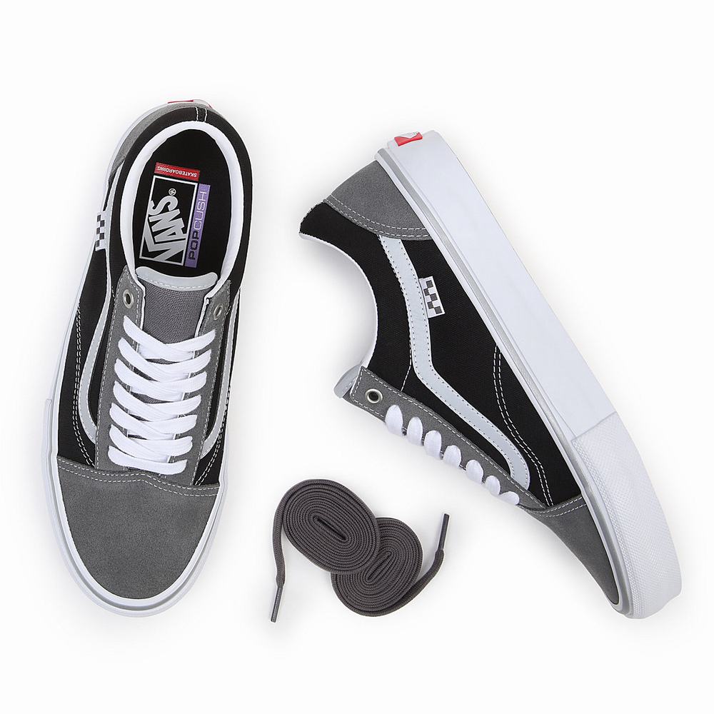 Men's Vans Skate Old Skool Sneakers Black / Grey | USA51098