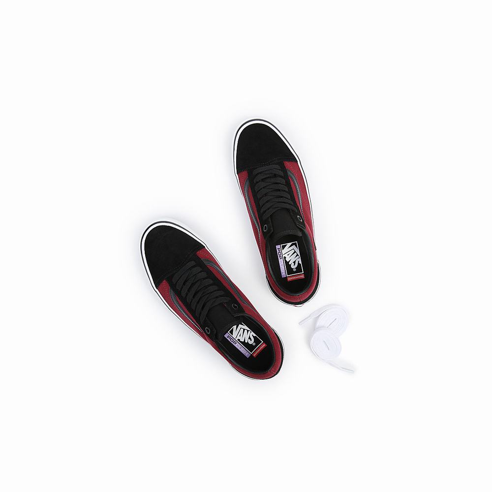 Men's Vans Skate Old Skool Sneakers Black / Red | USA68017