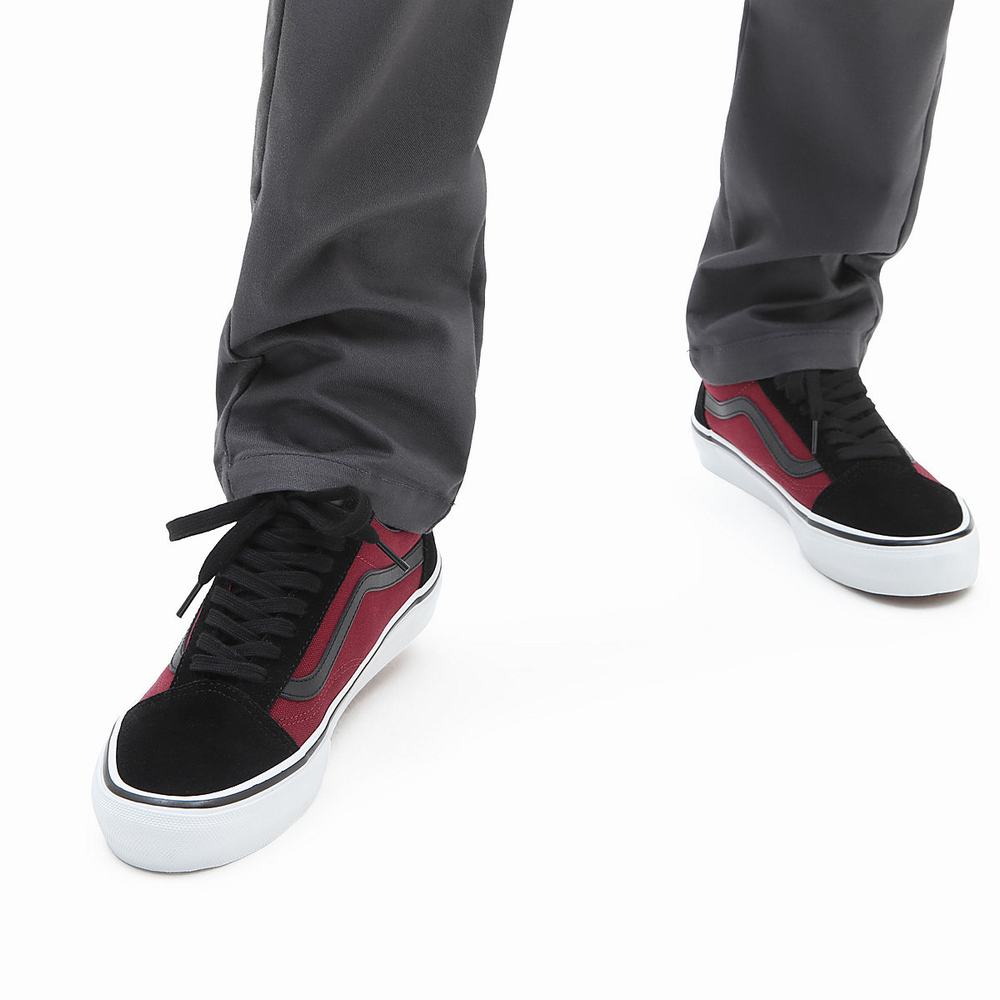 Men's Vans Skate Old Skool Sneakers Black / Red | USA68017