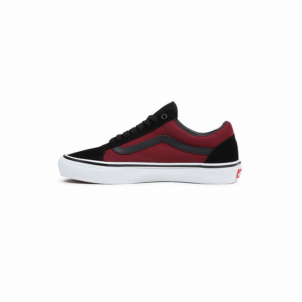 Men's Vans Skate Old Skool Sneakers Black / Red | USA68017